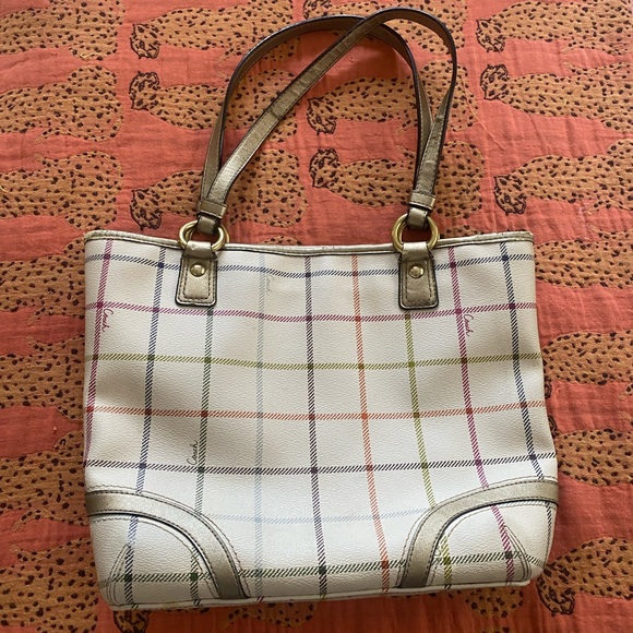Coach Peyton Tattersall Multicolor Plaid Tote - Picture 2 of 6